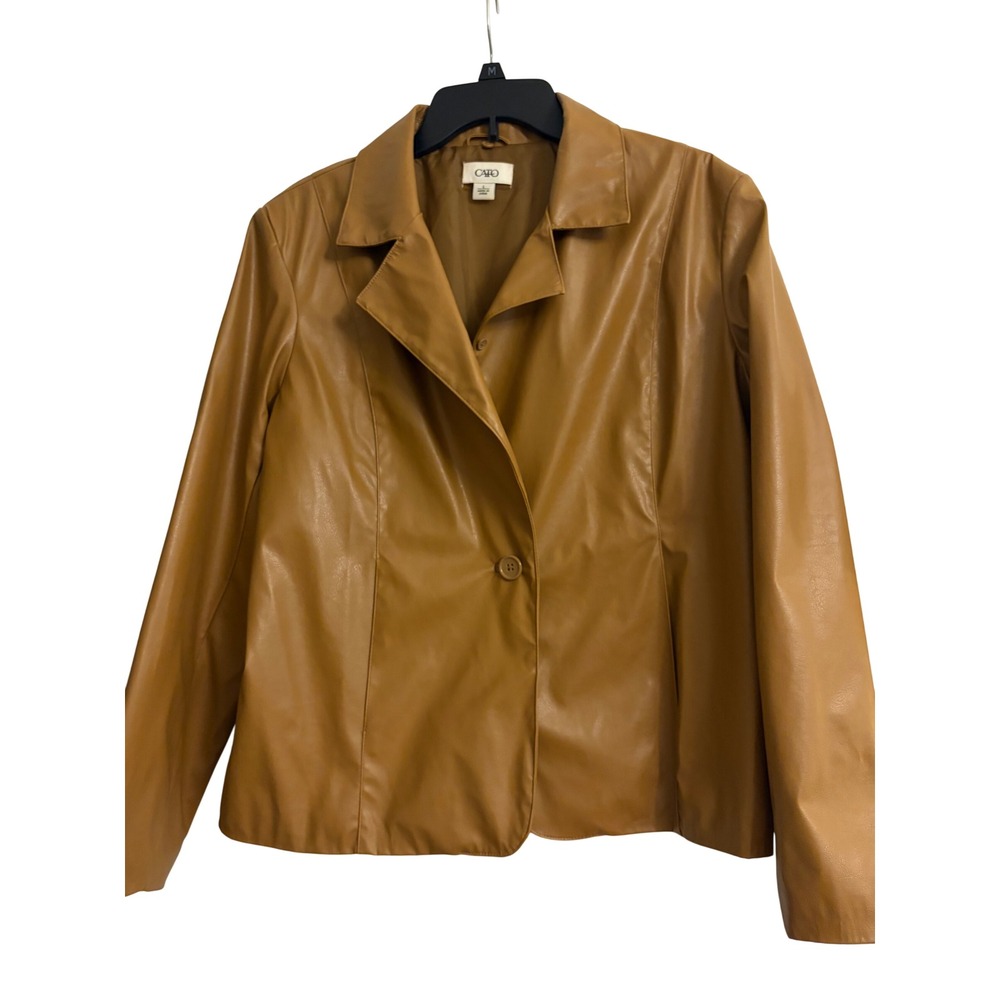 Cato Blazer Large Tan Faux Leather, Blazer, Jacket, Camel, Professional